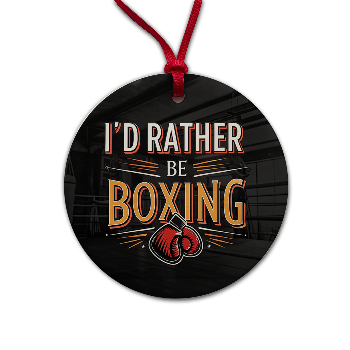 I'd Rather Be Boxing Round Ceramic Holiday Christmas Tree Ornament