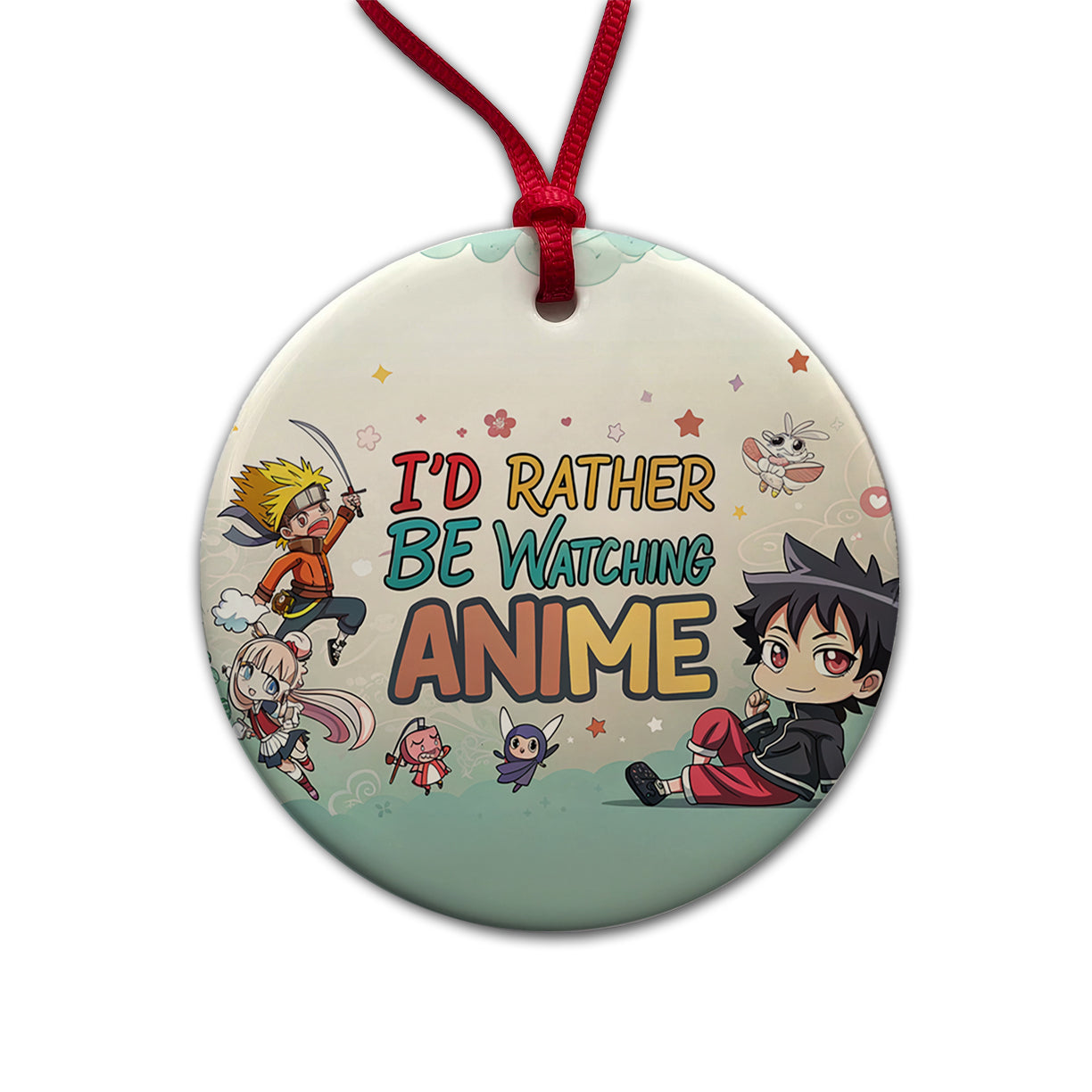 I'd Rather Be Watching Anime Round Ceramic Holiday Christmas Tree Ornament