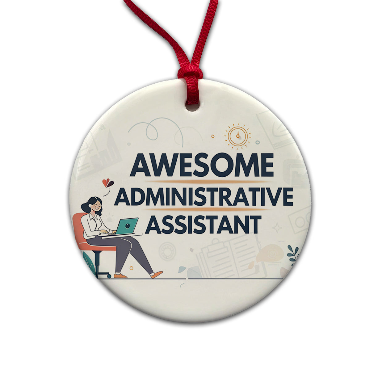 Awesome Administrative Assistant Inspirational Round Ceramic Holiday Christmas Tree Ornament