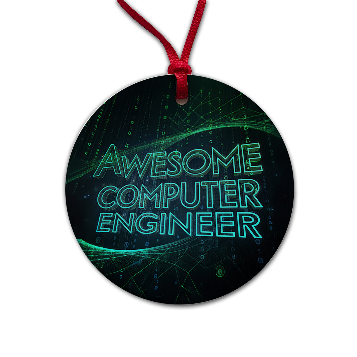 Awesome Computer Engineer Inspirational Round Ceramic Holiday Christmas Tree Ornament