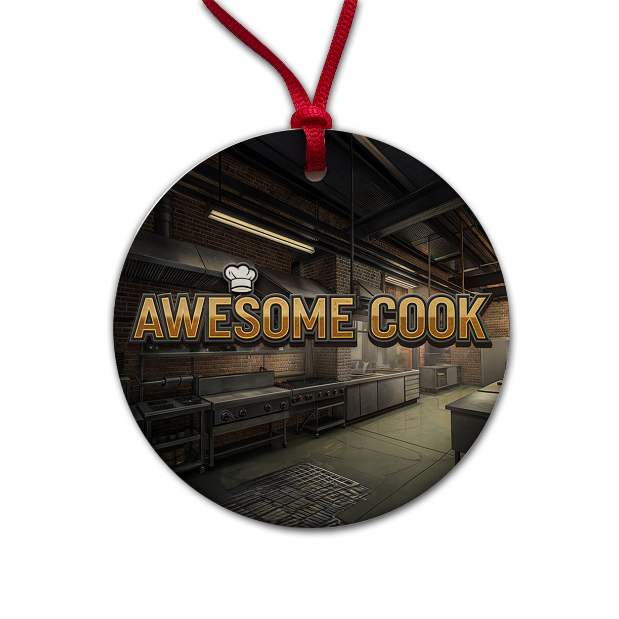 Awesome Cook Inspirational Industrial Kitchen Round Ceramic Holiday Christmas Tree Ornament