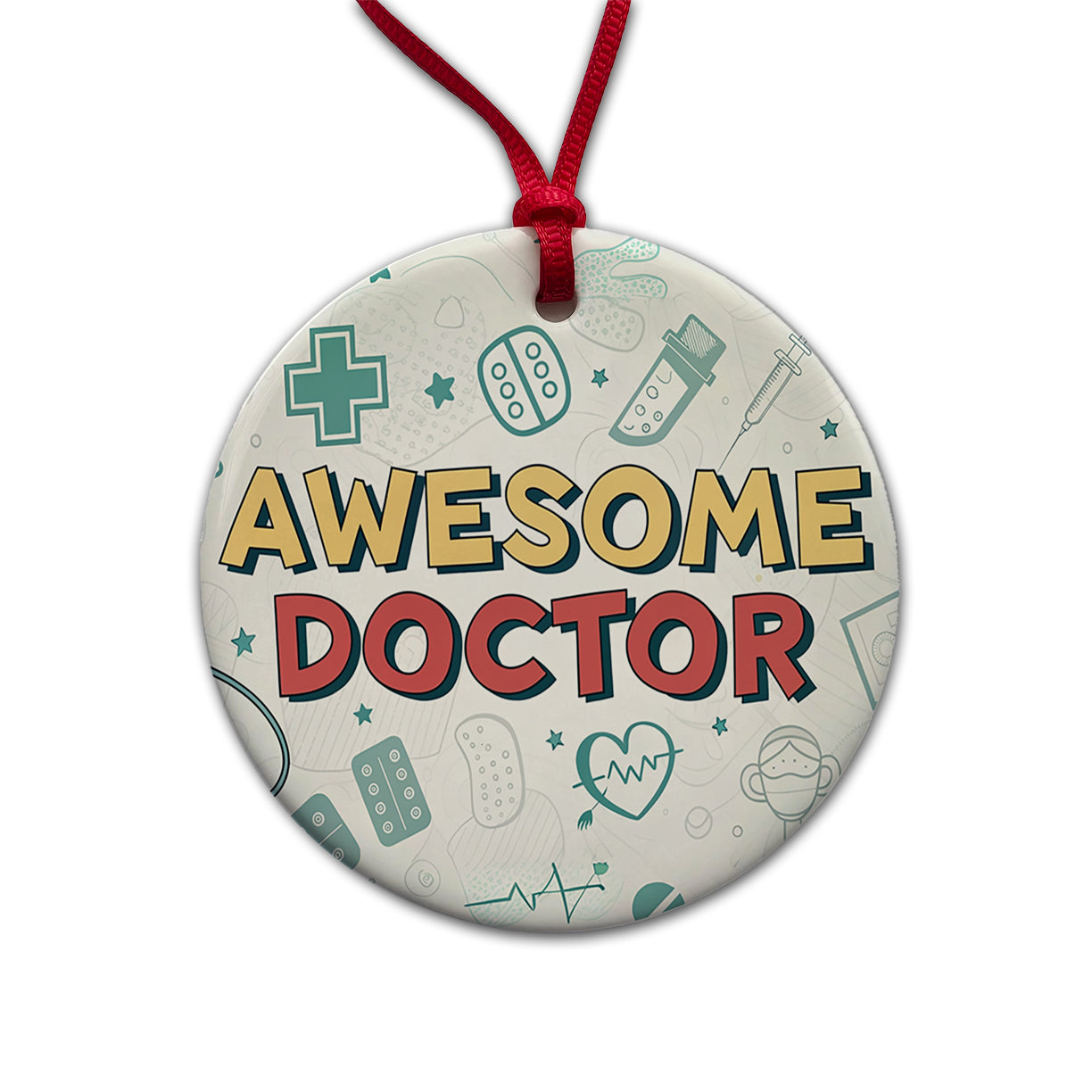 Awesome Doctor MD Inspirational Round Ceramic Holiday Christmas Tree Ornament