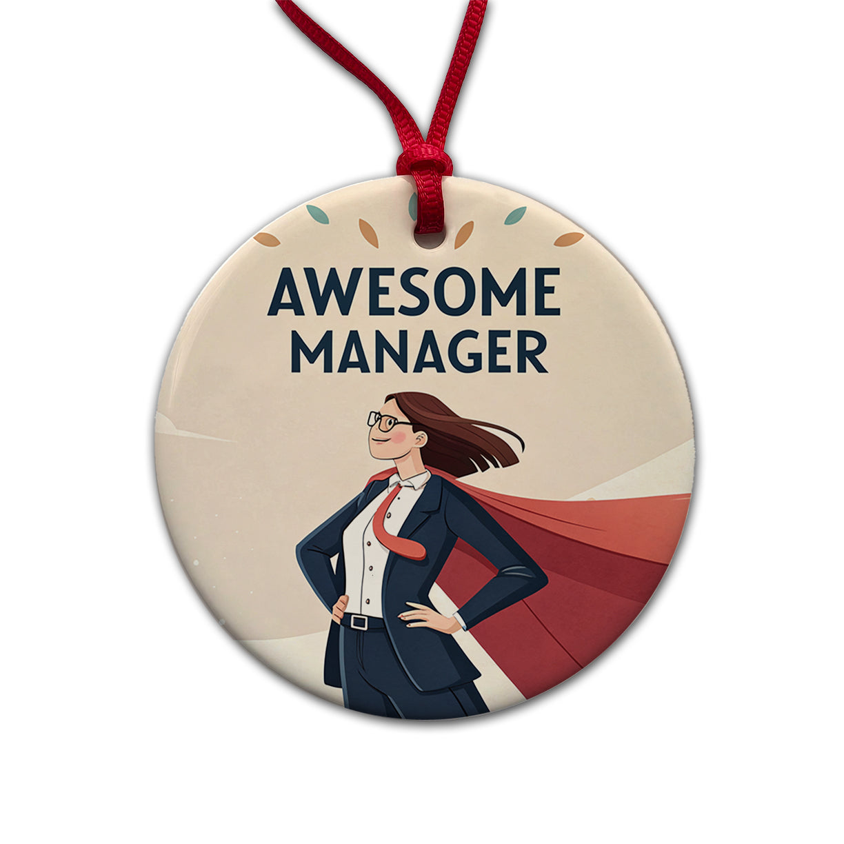Awesome Manager Woman Female Inspirational Round Ceramic Holiday Christmas Tree Ornament