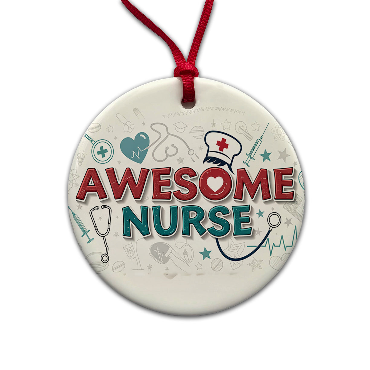 Awesome Nurse Inspirational Round Ceramic Holiday Christmas Tree Ornament