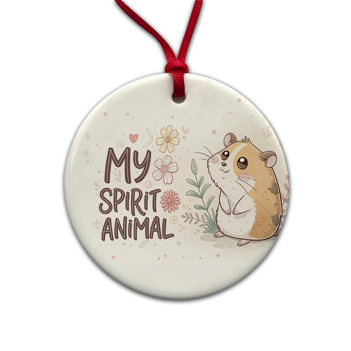 My Spirit Animal Hamster Funny Round Ceramic Holiday Christmas Tree Ornament