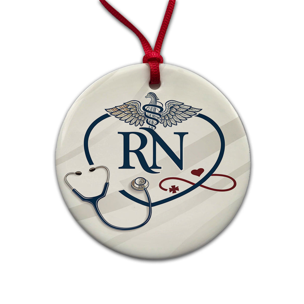 RN Registered Nurse Nursing Round Ceramic Holiday Christmas Tree Ornament