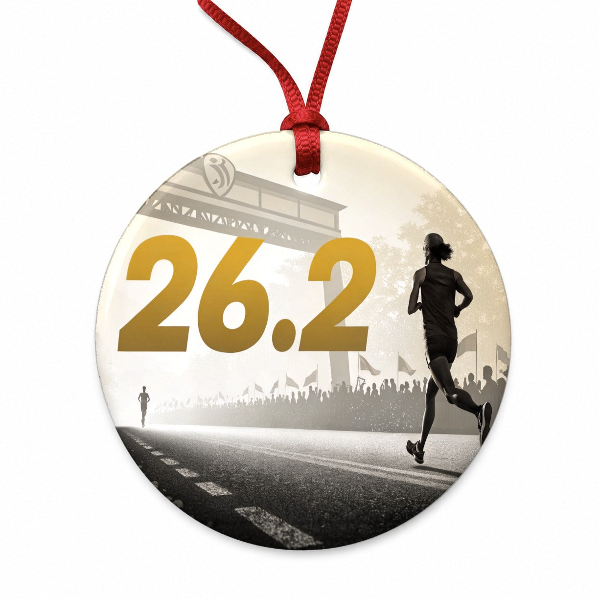 26.2 Marathon Running Jogging Round Ceramic Holiday Christmas Tree Ornament