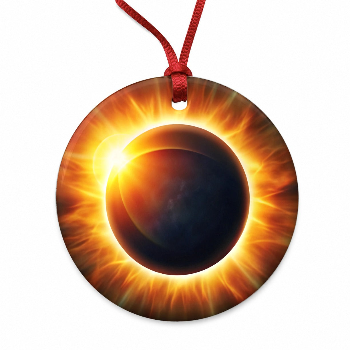 Solar Eclipse Round Ceramic Holiday Christmas Tree Ornament
