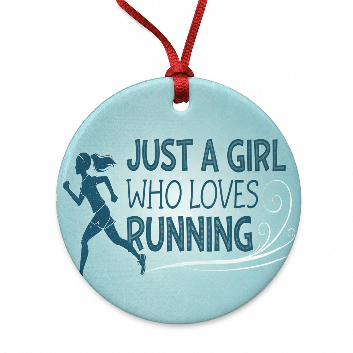 Just A Girl Who Loves Running Round Ceramic Holiday Christmas Tree Ornament
