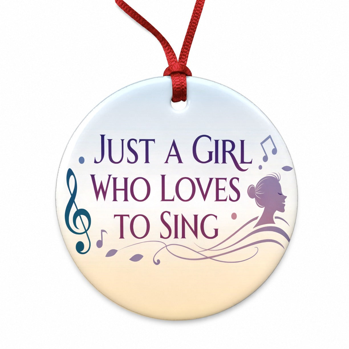 Just A Girl Who Loves To Sing Cute Round Ceramic Holiday Christmas Tree Ornament