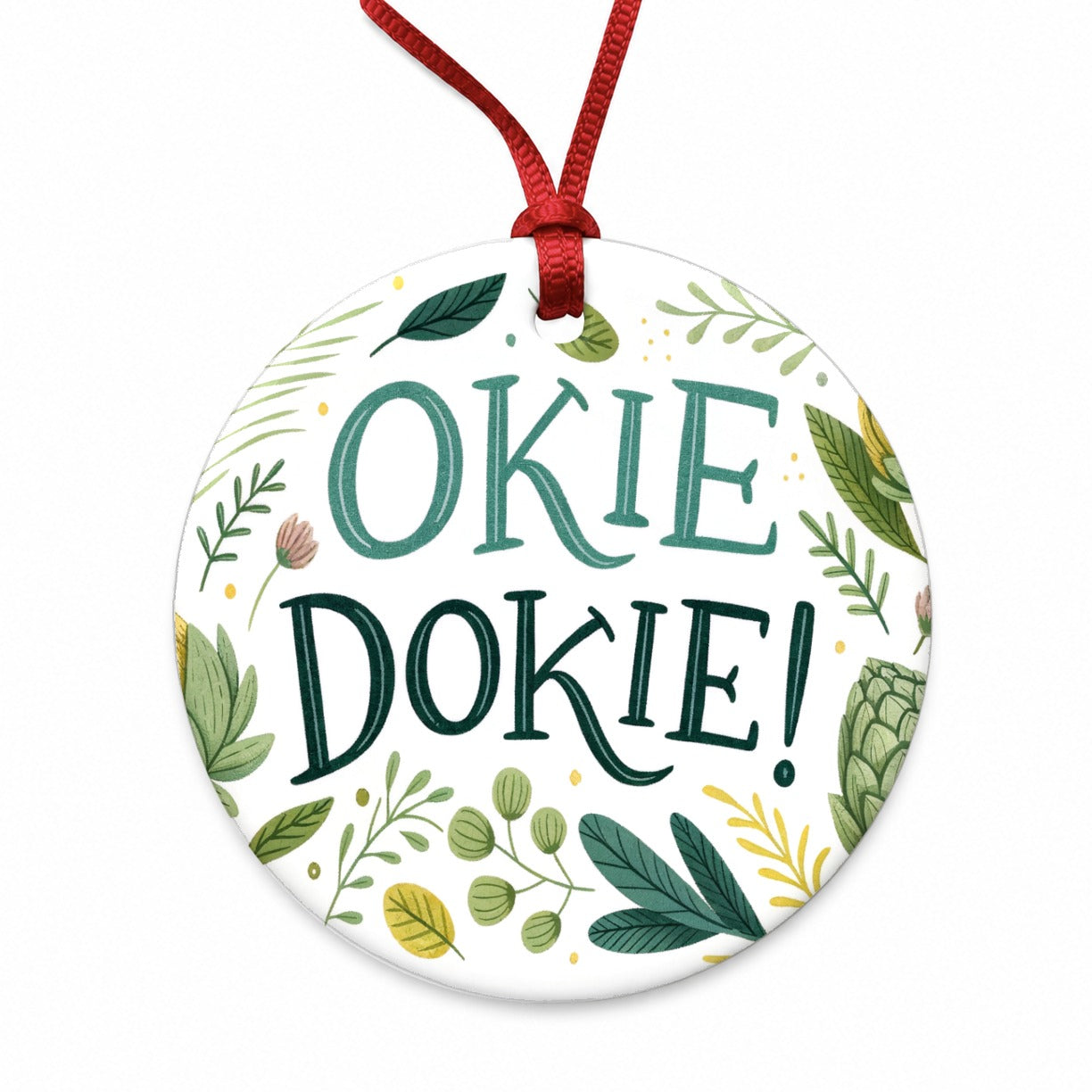 Okie Dokie Artichoke Round Ceramic Holiday Christmas Tree Ornament
