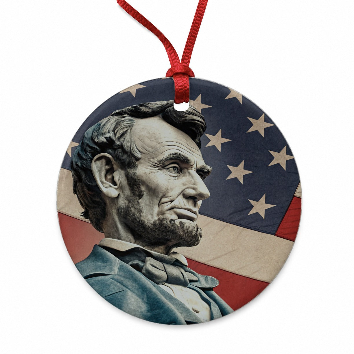 Abraham Lincoln American President Round Ceramic Holiday Christmas Tree Ornament