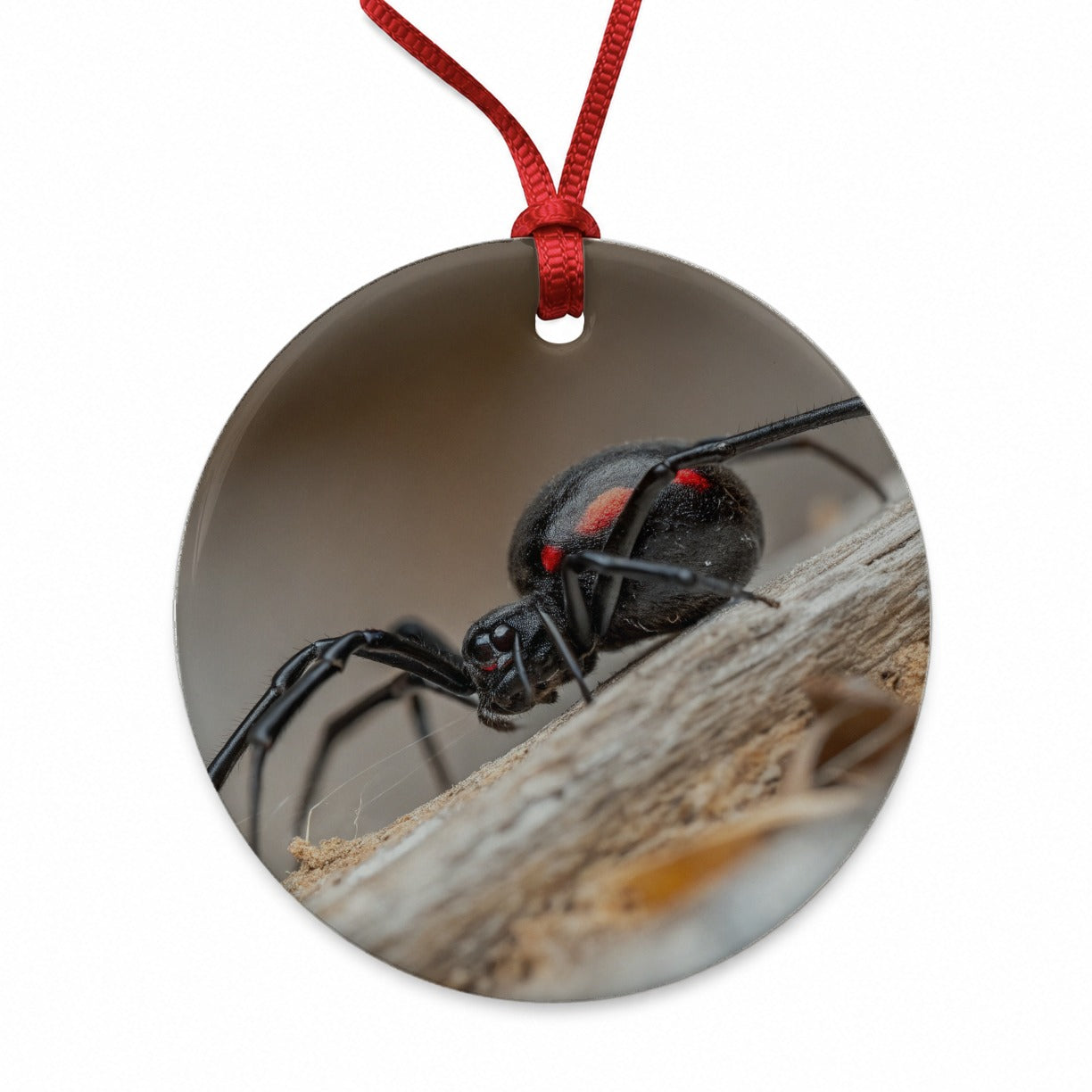 Black Widow Spider Arachnid Round Ceramic Holiday Christmas Tree Ornament
