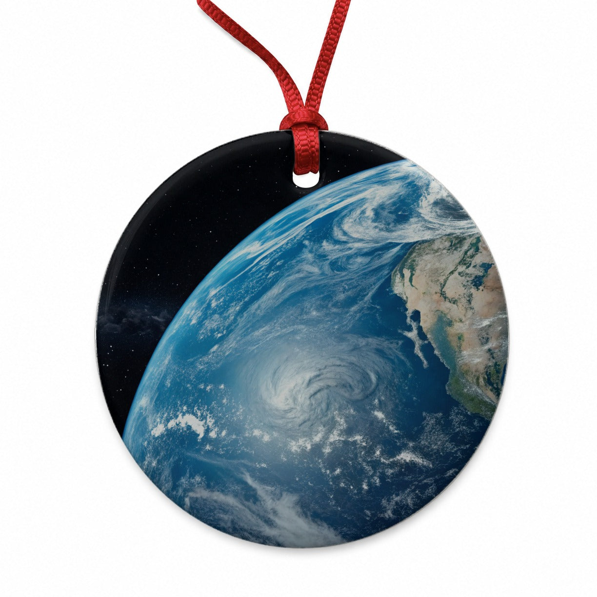 Earth from Space Round Ceramic Holiday Christmas Tree Ornament