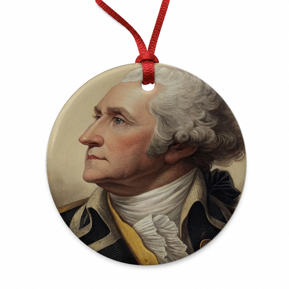 George Washington First President Round Ceramic Holiday Christmas Tree Ornament