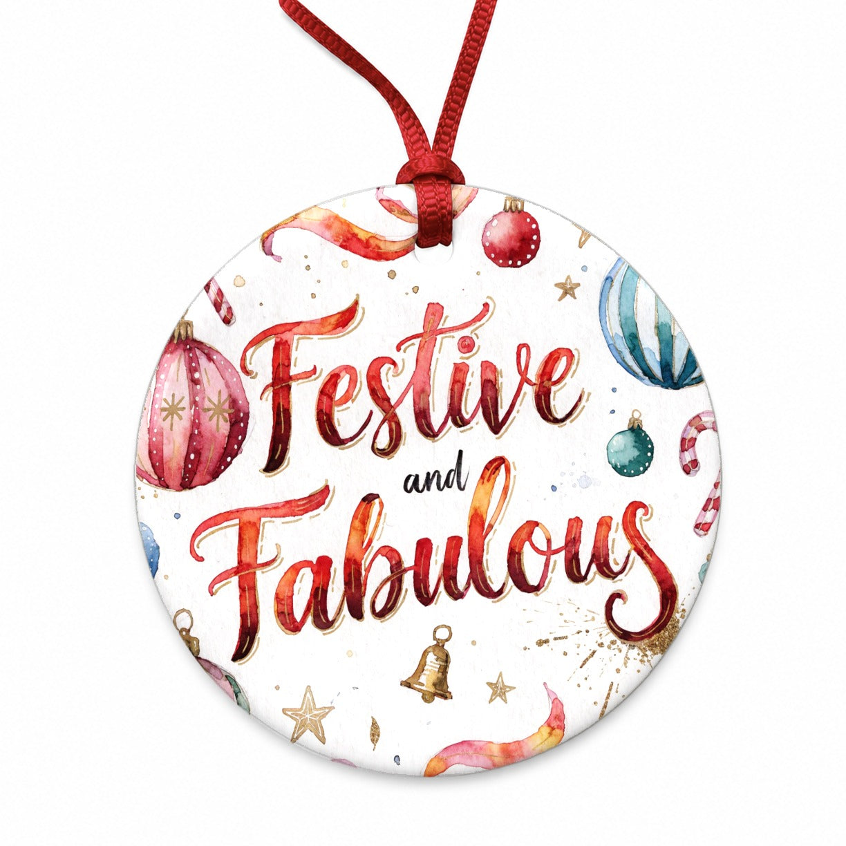 Festive And Fabulous Christmas Round Ceramic Holiday Christmas Tree Ornament
