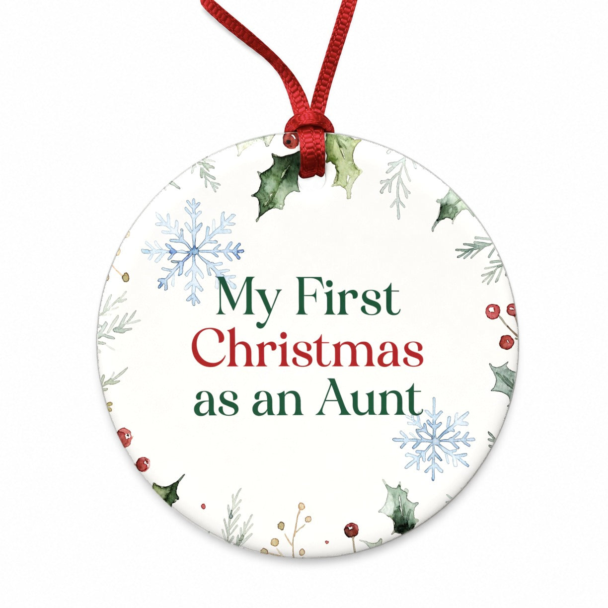 Fist Christmas Aunt Round Ceramic Holiday Christmas Tree Ornament
