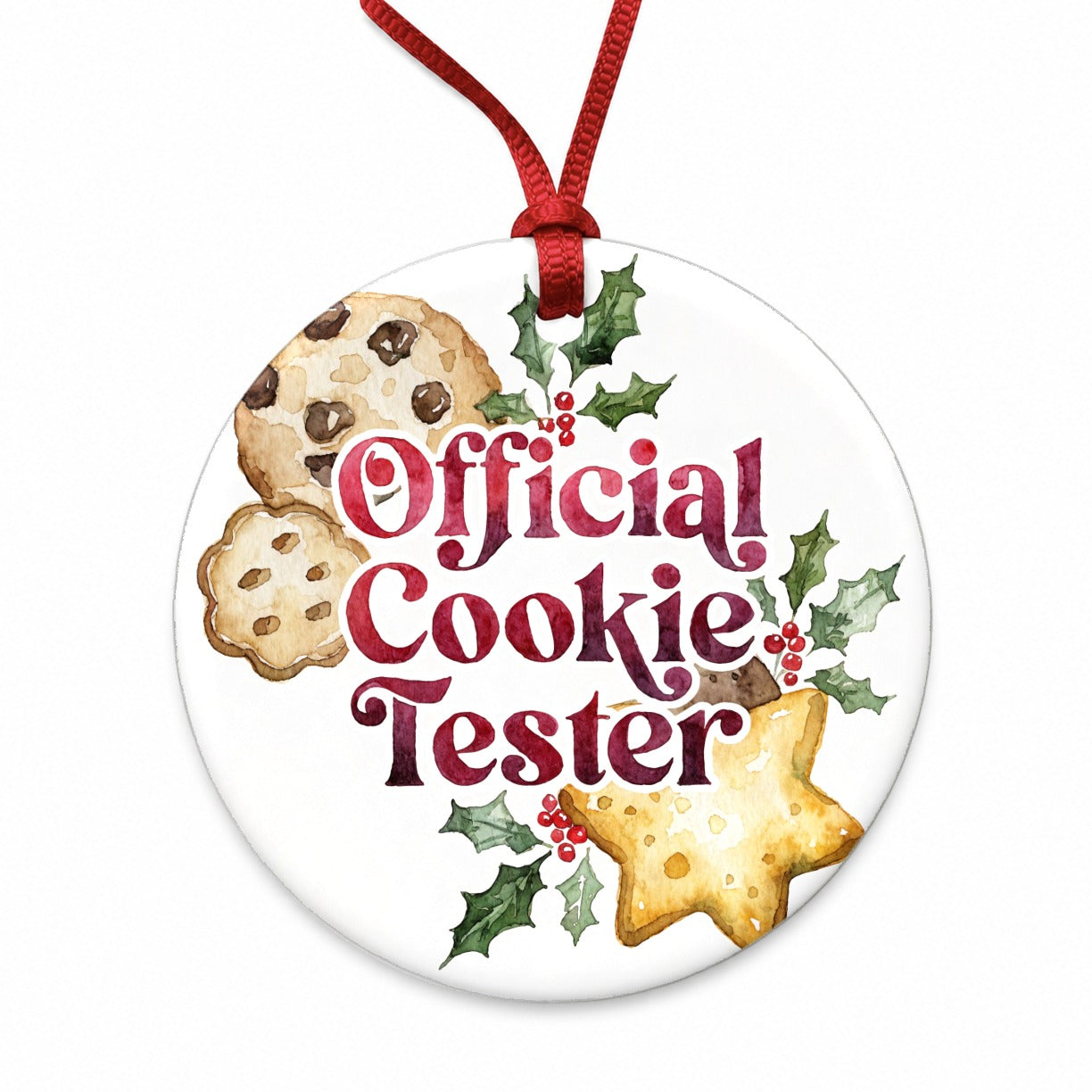 Official Cookie Tester Christmas Funny Round Ceramic Holiday Christmas Tree Ornament