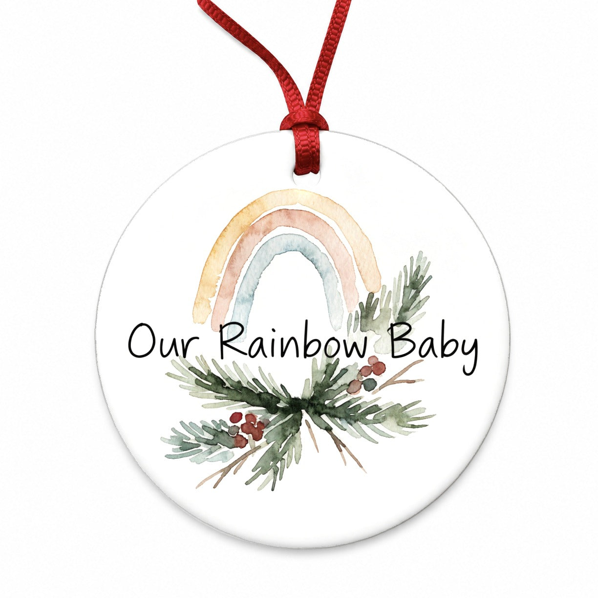 Our Rainbow Baby Christmas Round Ceramic Holiday Christmas Tree Ornament