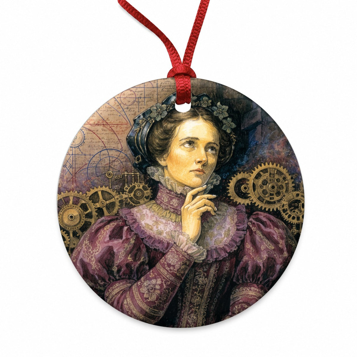 Ada Lovelace Mathematician Round Ceramic Holiday Christmas Tree Ornament