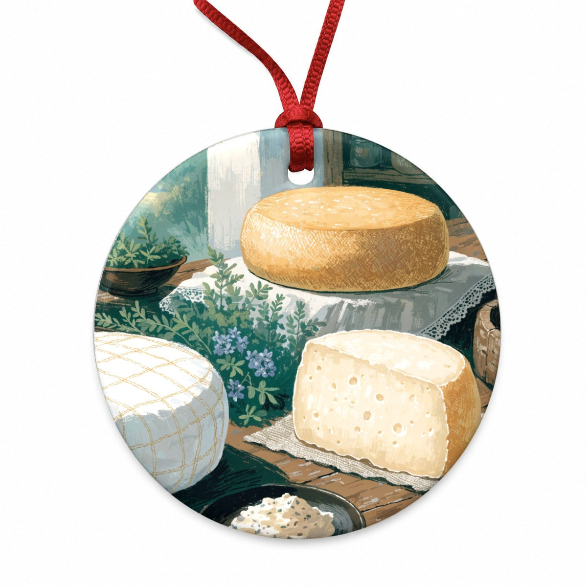 Artisan Cheesemaking Round Ceramic Holiday Christmas Tree Ornament
