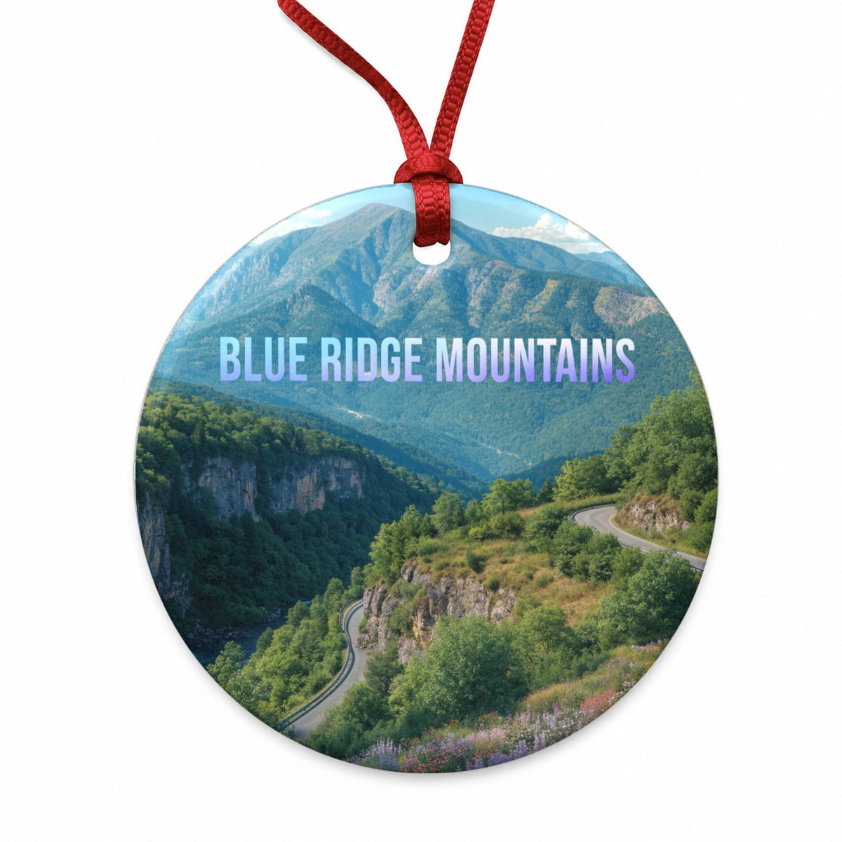 Blue Ridge Mountains Appalachian Travel Round Ceramic Holiday Christmas Tree Ornament