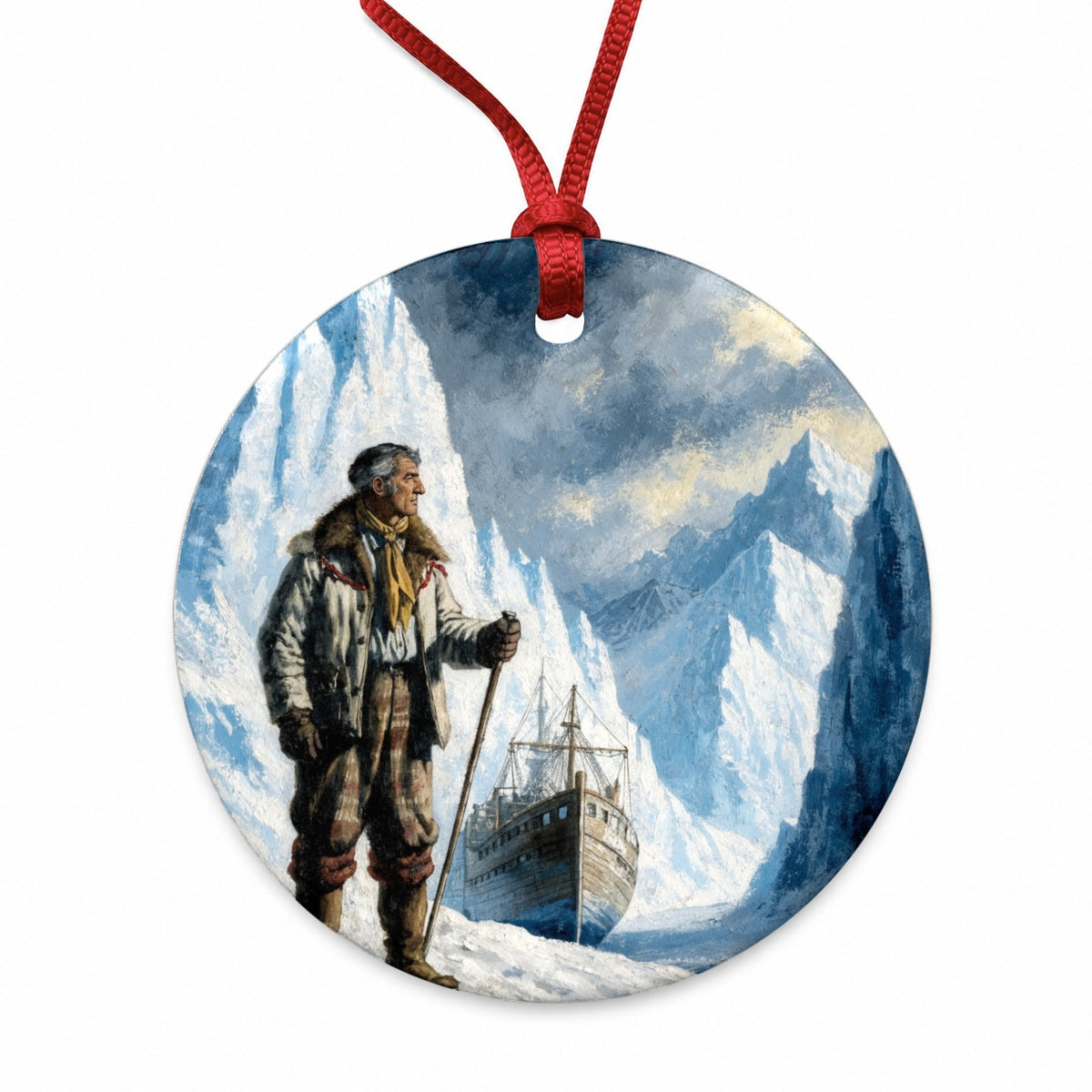 Ernest Shackleton Explorer Round Ceramic Holiday Christmas Tree Ornament