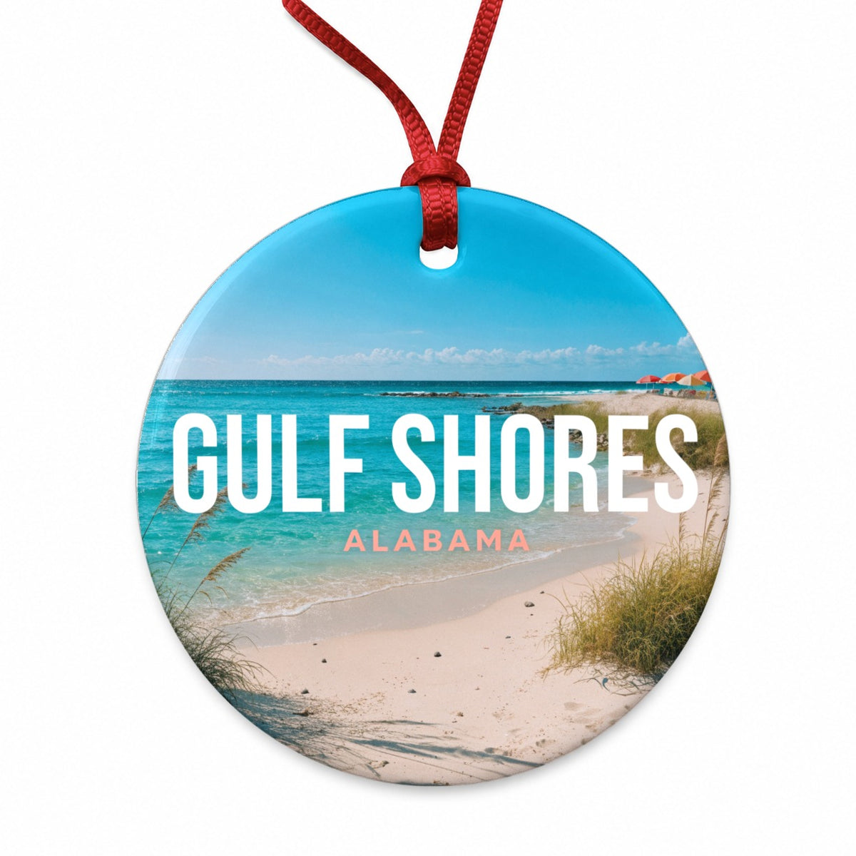 Gulf Shores Alabama Travel Round Ceramic Holiday Christmas Tree Ornament