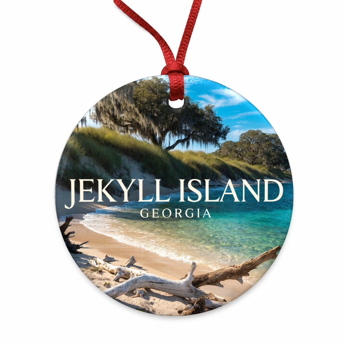 Jekyll Island Georgia Travel Round Ceramic Holiday Christmas Tree Ornament