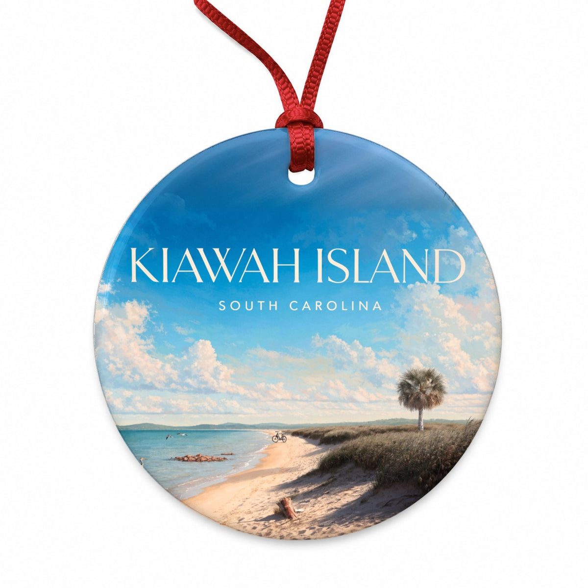 Kiawah Island South Carolina Travel Round Ceramic Holiday Christmas Tree Ornament