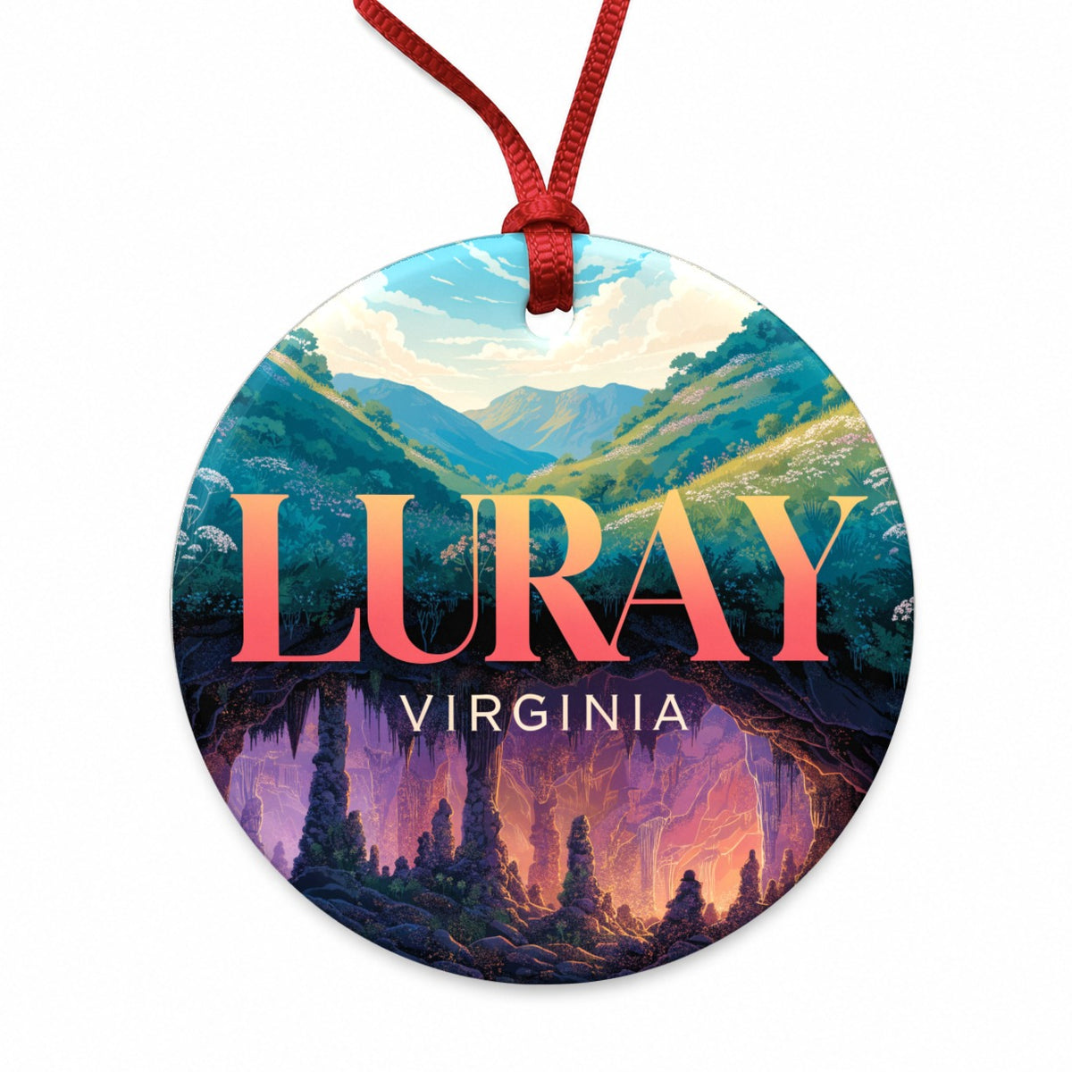 Luray Virginia Travel Round Ceramic Holiday Christmas Tree Ornament