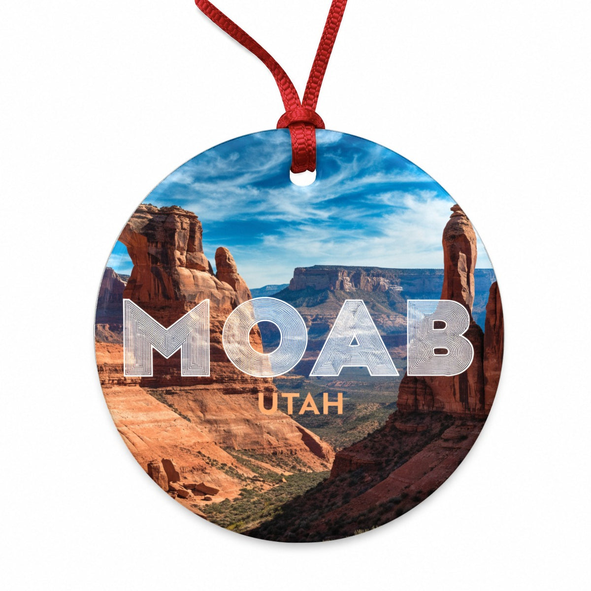 Moab Utah Round Ceramic Holiday Christmas Tree Ornament