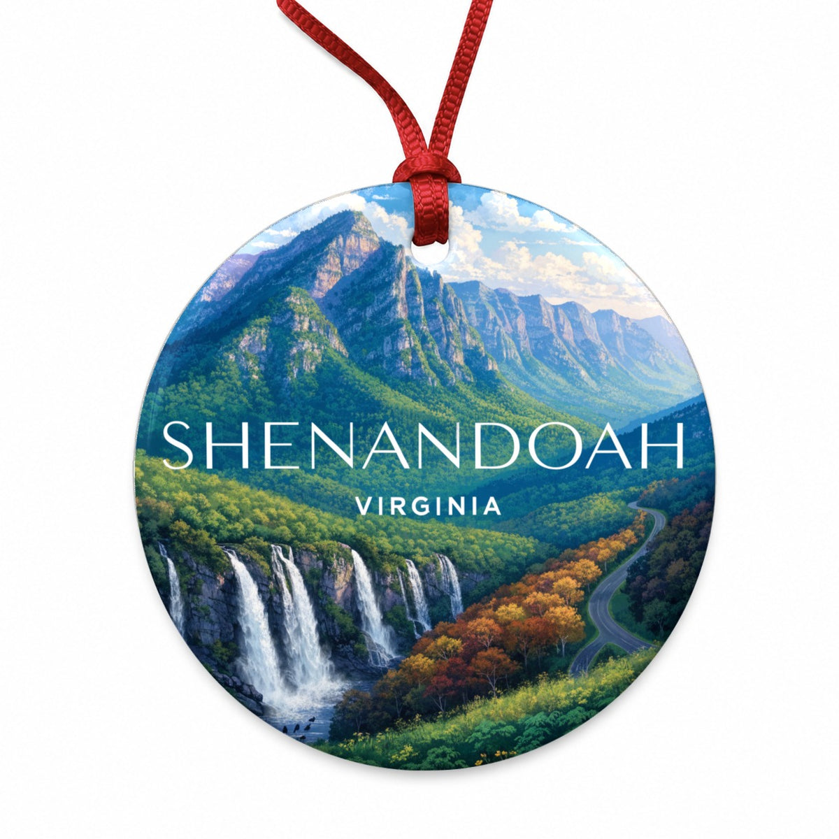 Shenandoah Virginia Travel Round Ceramic Holiday Christmas Tree Ornament