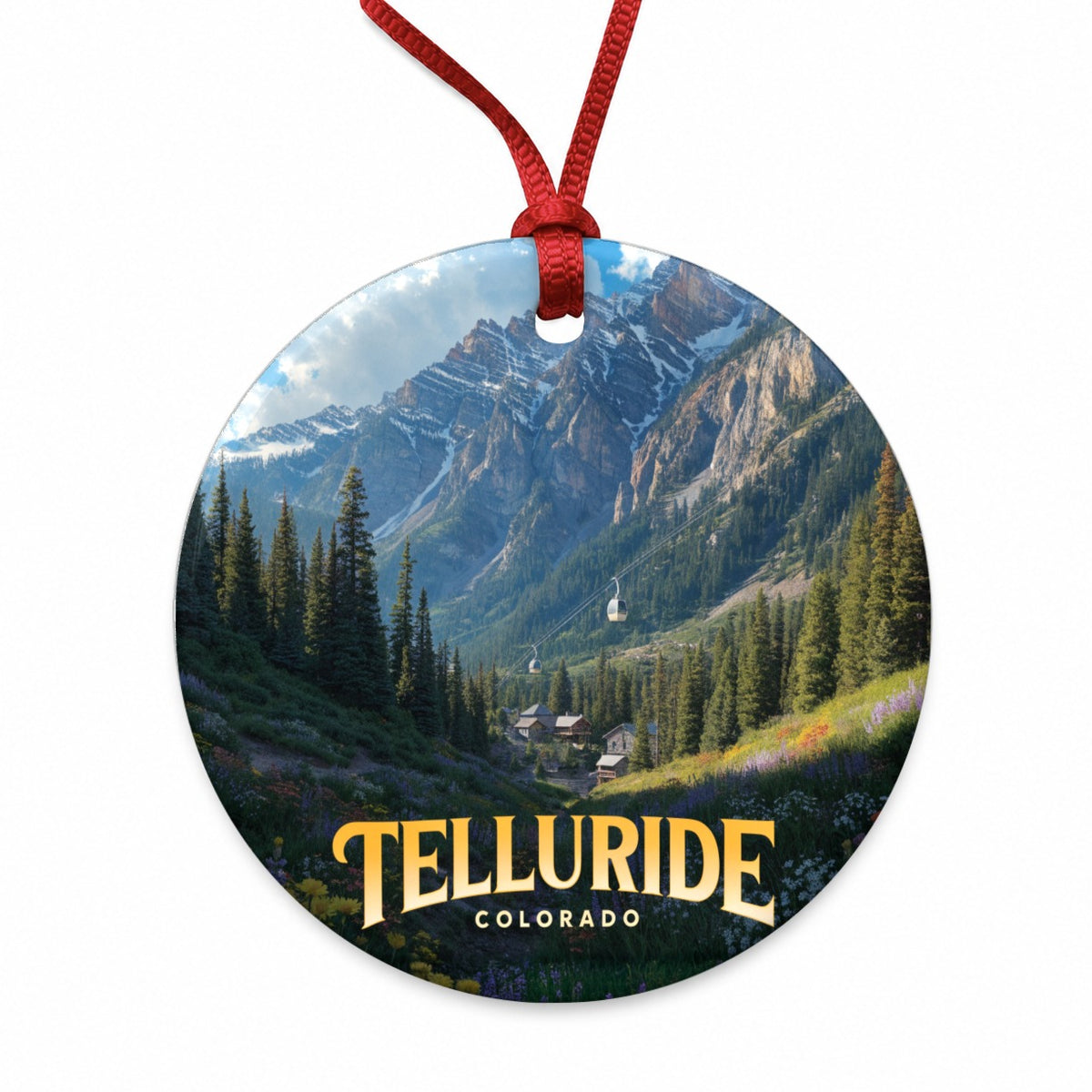 Telluride Colorado Travel Round Ceramic Holiday Christmas Tree Ornament