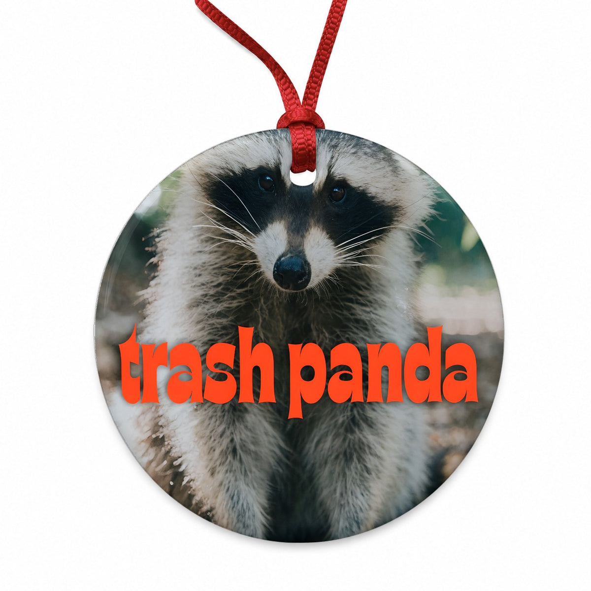 Trash Panda Raccoon Funny Round Ceramic Holiday Christmas Tree Ornament