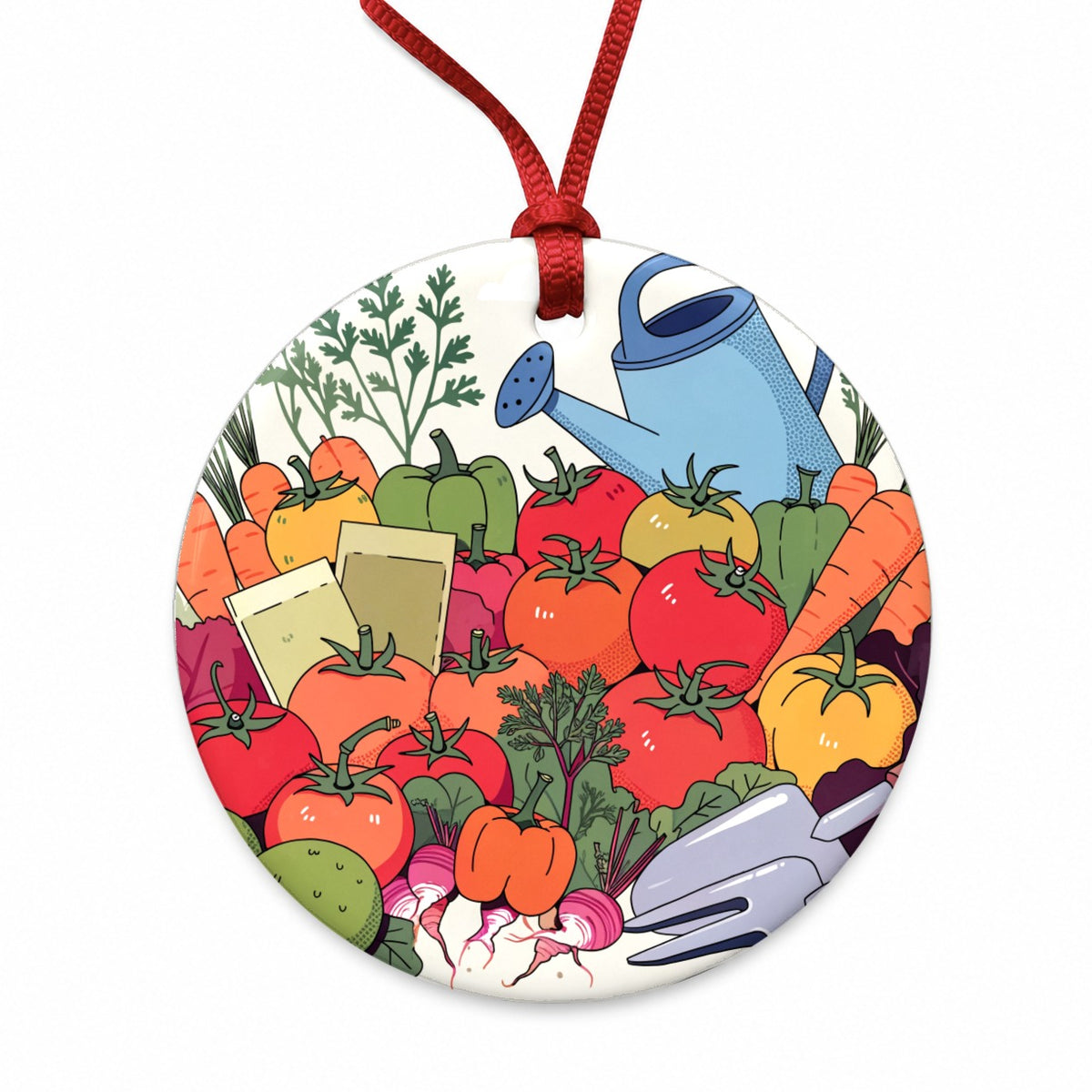 Vegetable Gardening Garden Round Ceramic Holiday Christmas Tree Ornament