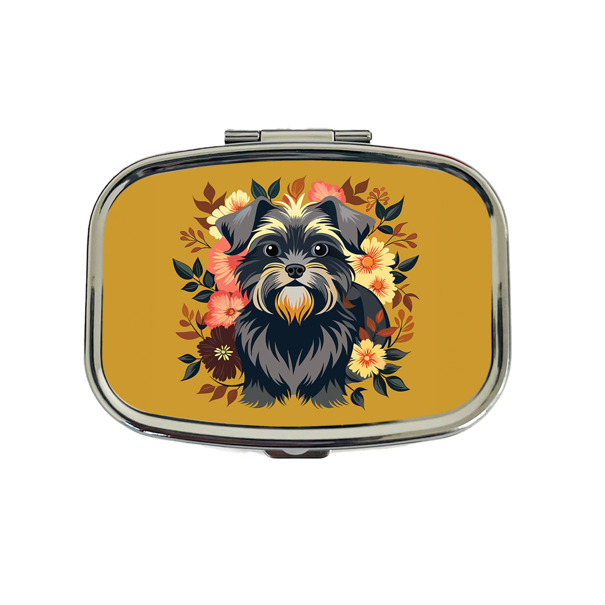Affenpinscher Dog Floral Flowers Travel Pill Box Case
