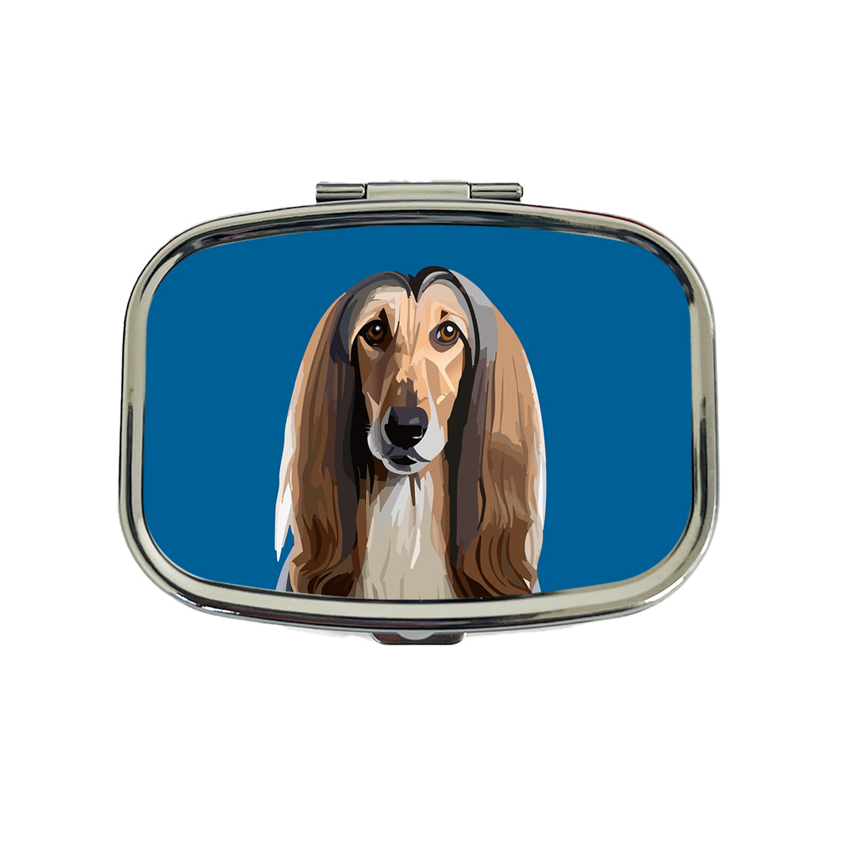 Afghan Hound Dog Staring Travel Pill Box Case