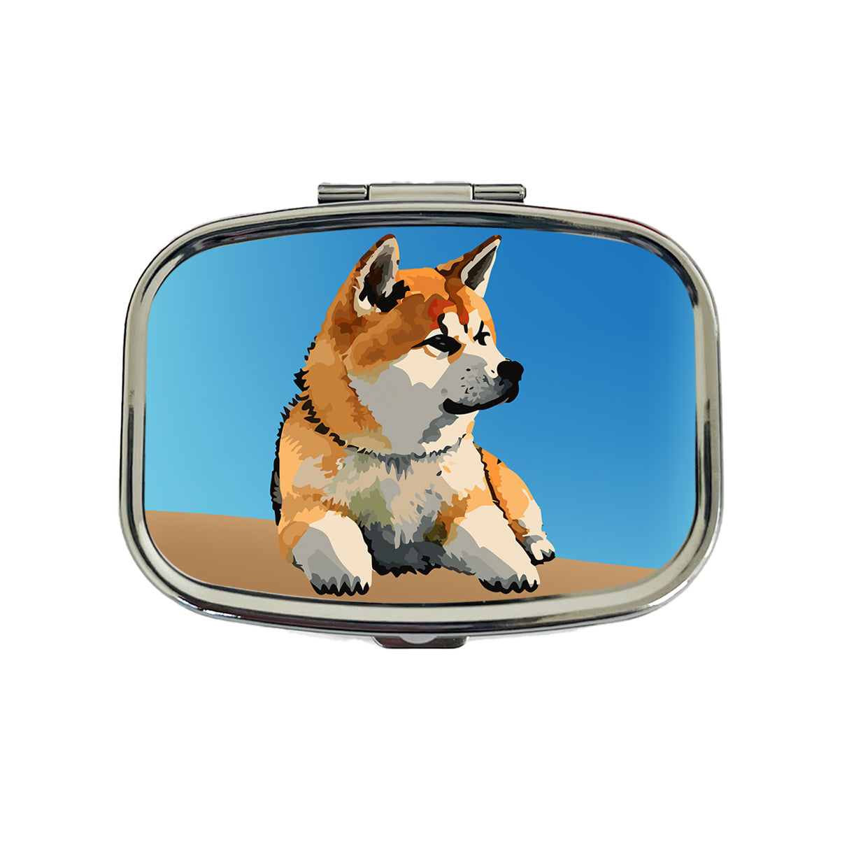 Akita Dog Watercolor Travel Pill Box Case