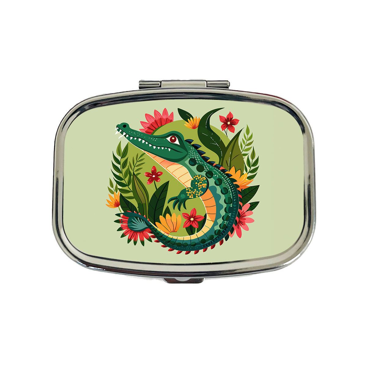 Alligator Floral Flowers Travel Pill Box Case