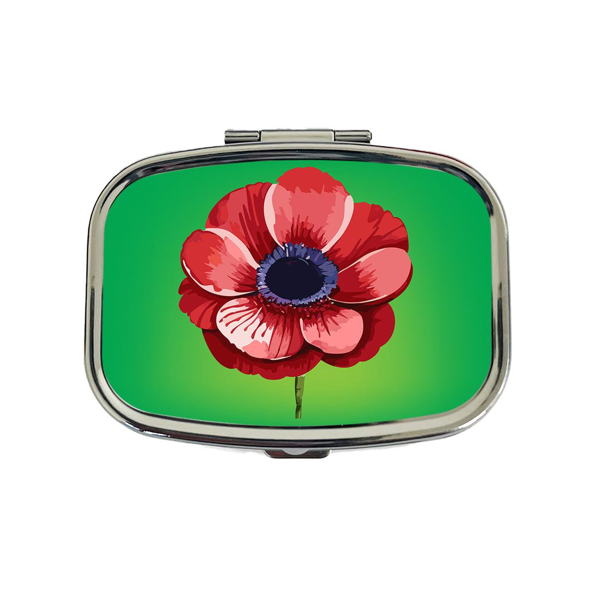 Anemone Flower Watercolor Red Travel Pill Box Case