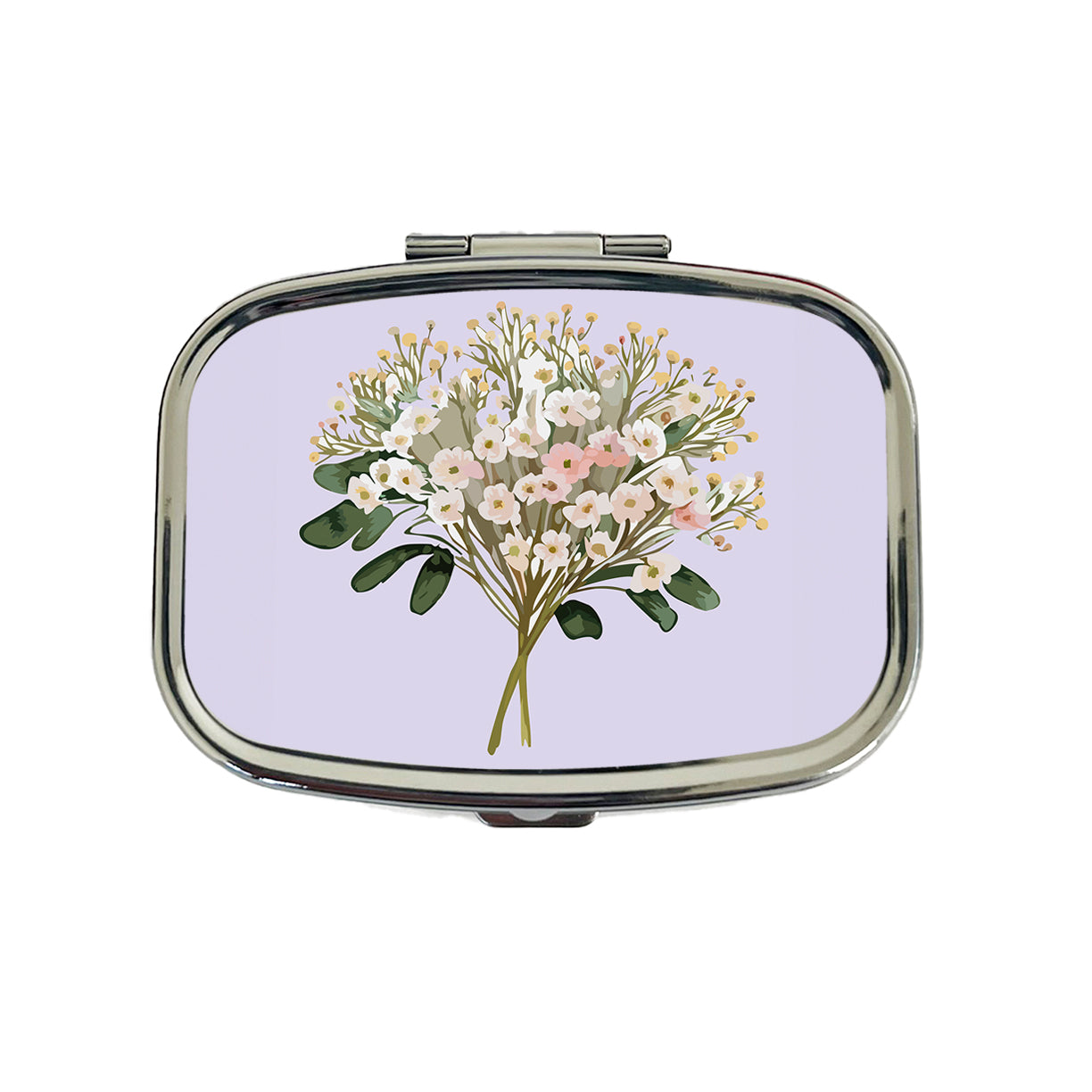 Baby's Breath Flowers White Travel Pill Box Case