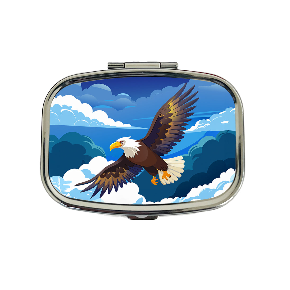 Bald Eagle Flying Travel Pill Box Case