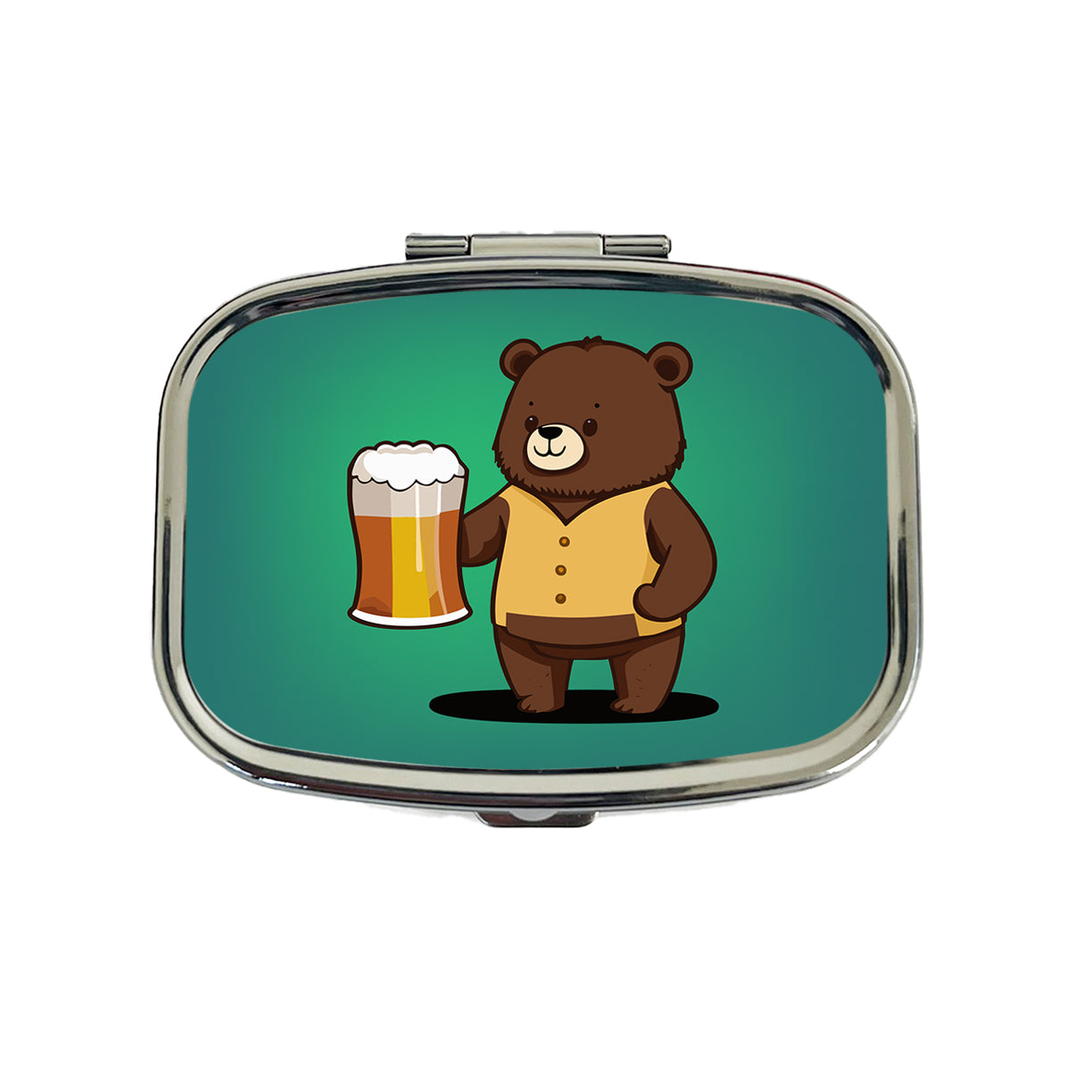 Bear Drinking Beer Standing Funny Travel Pill Box Case