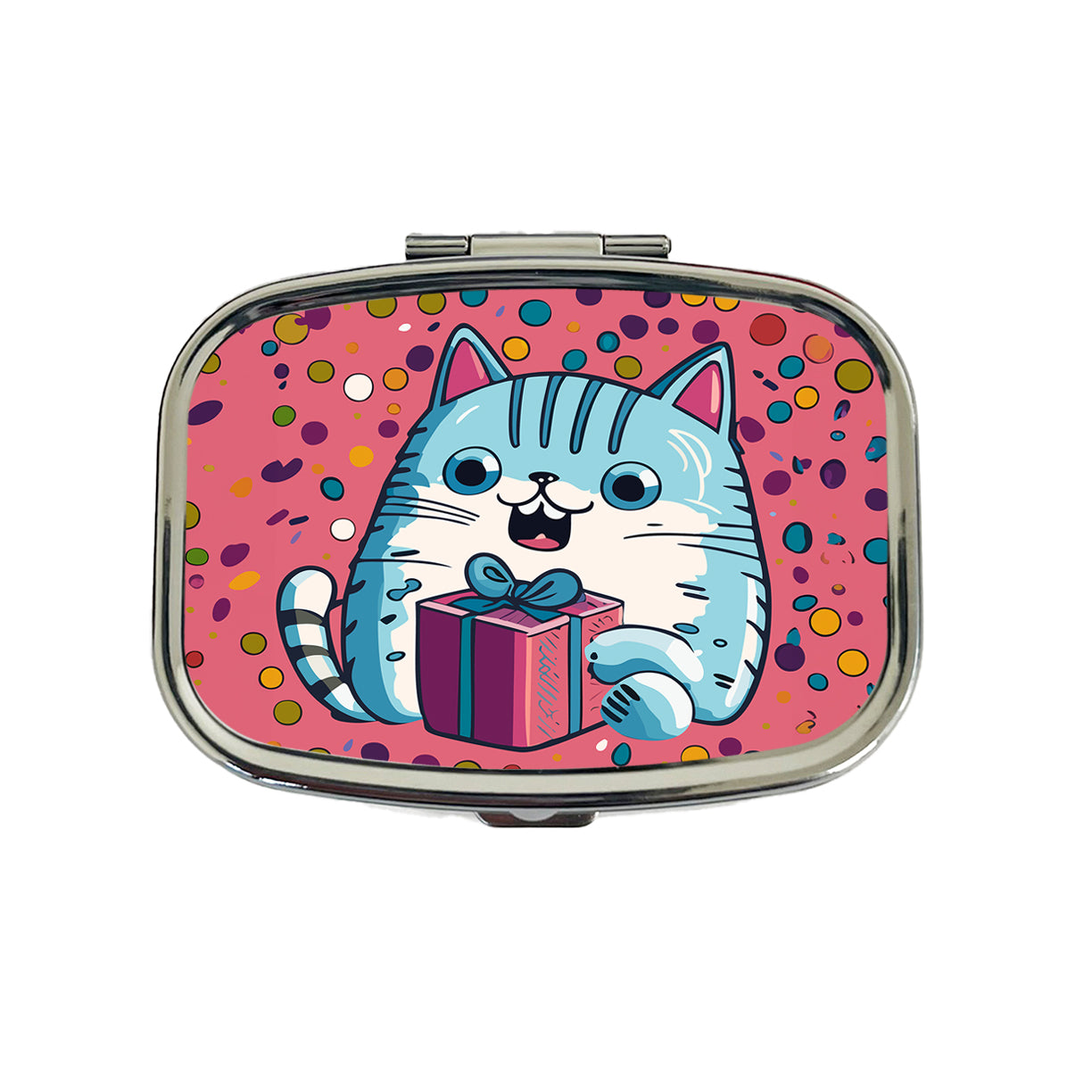 Birthday Cat Blue Funny Travel Pill Box Case