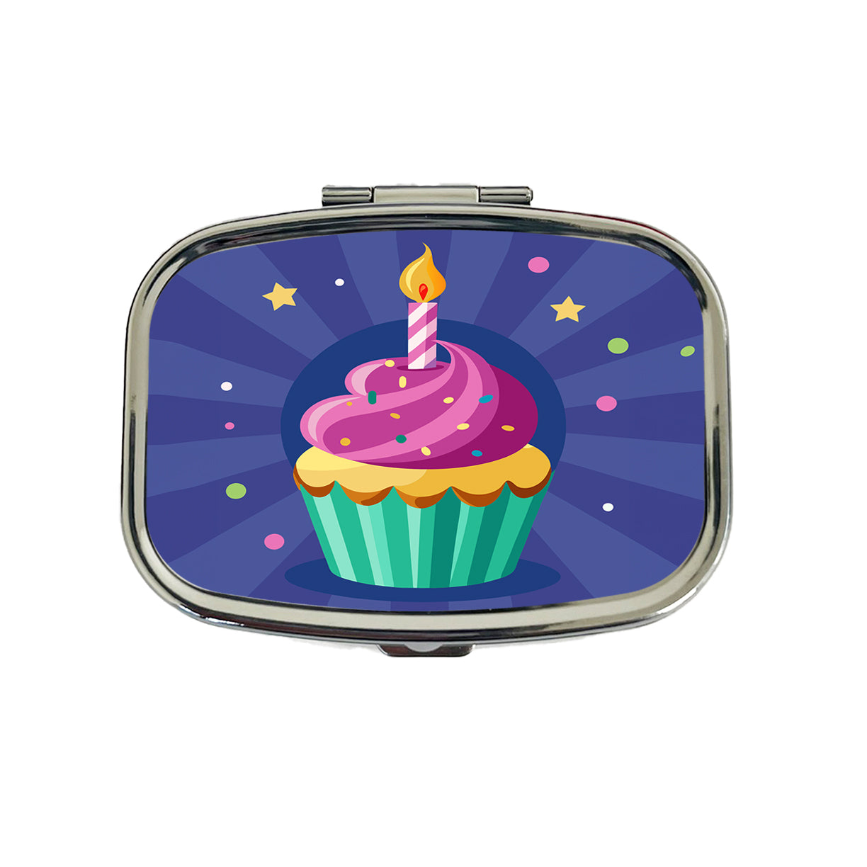 Birthday Cupcake with Candle Travel Pill Box Case