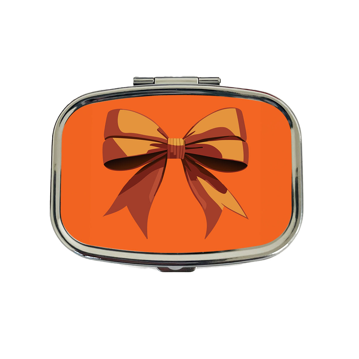 Bow Cheerleading Coquette Orange Travel Pill Box Case