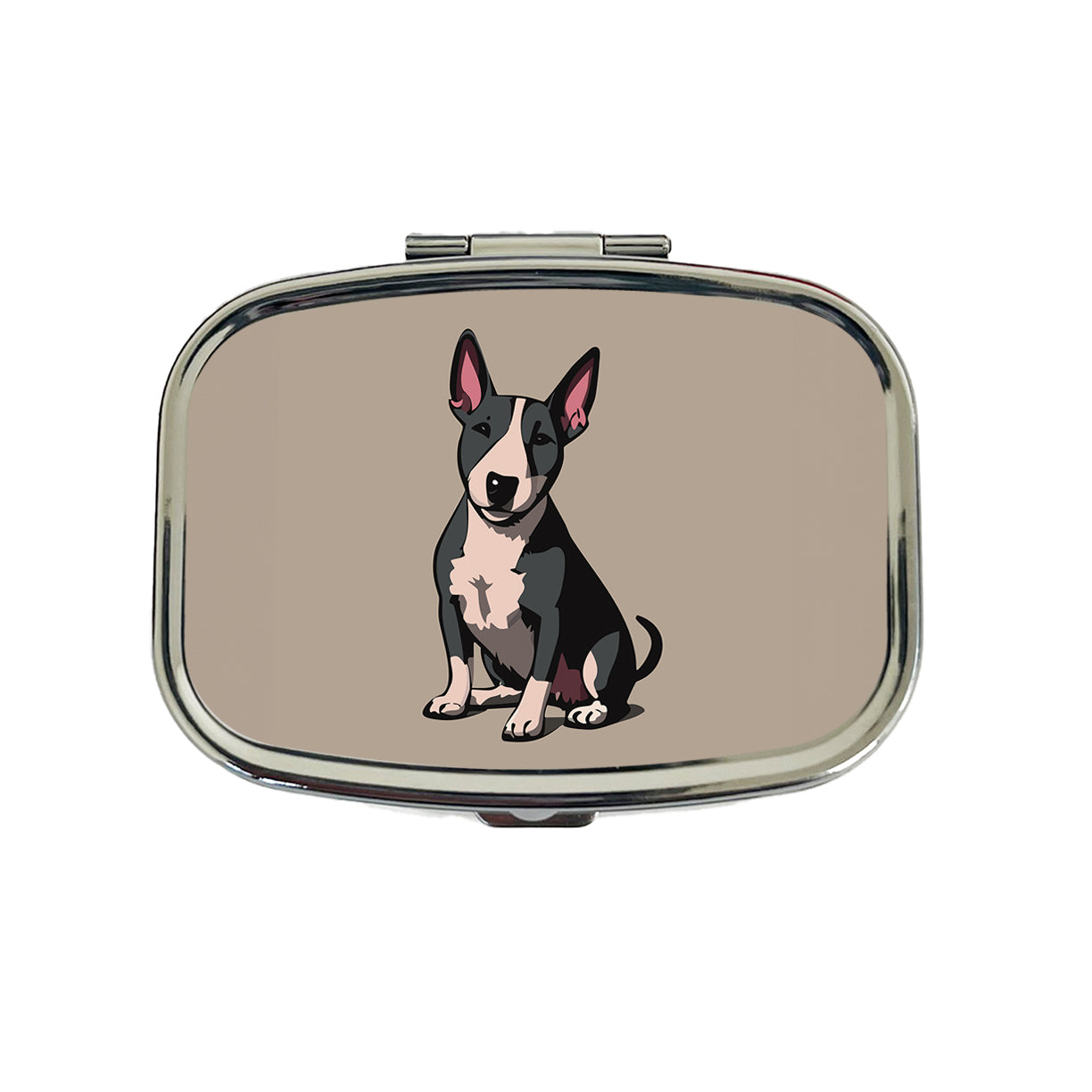 Bull Terrier Dog Sitting Travel Pill Box Case