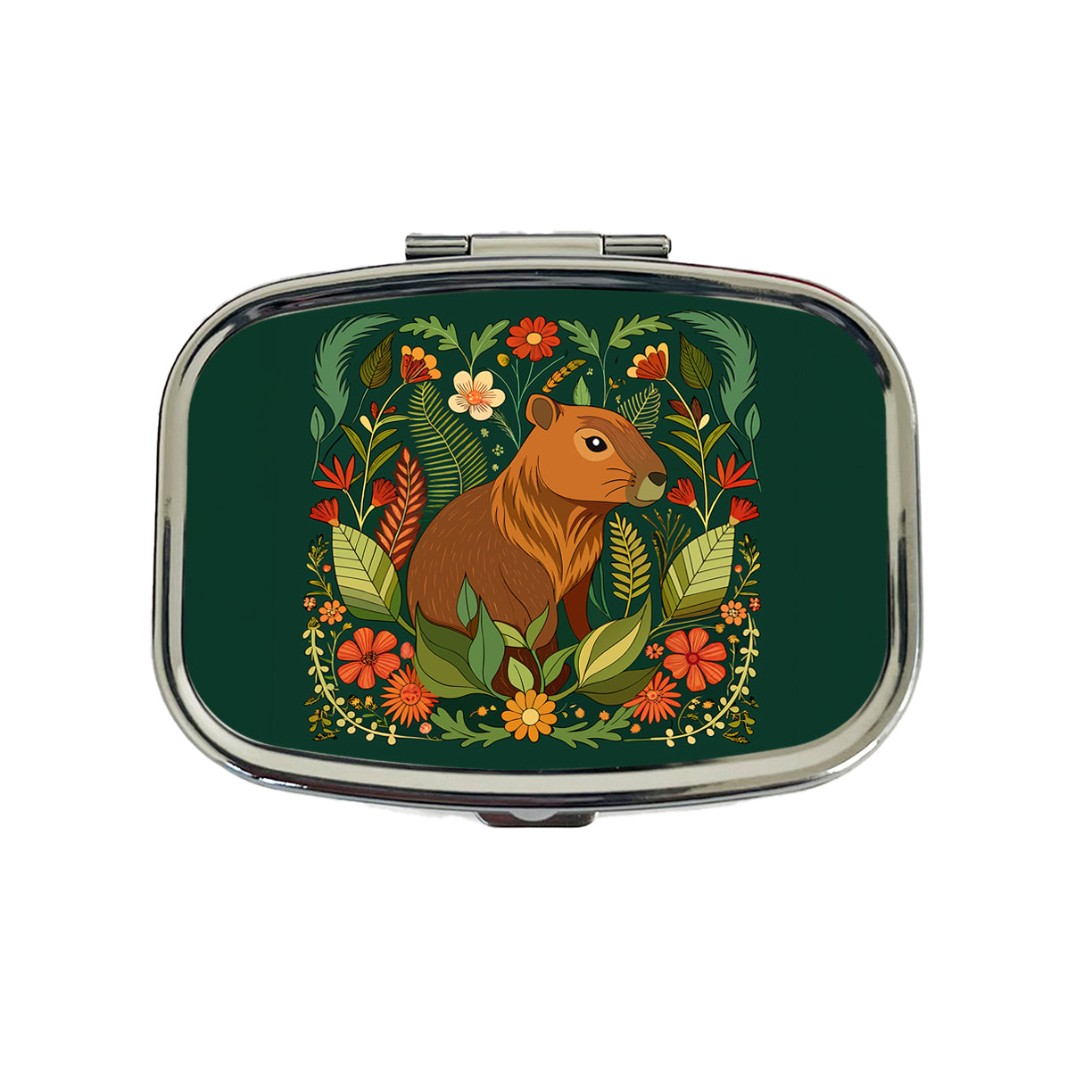 Capybara Botanical Art Nouveau Travel Pill Box Case