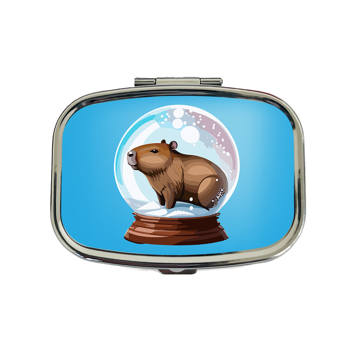 Capybara in a Snow Globe Christmas Travel Pill Box Case